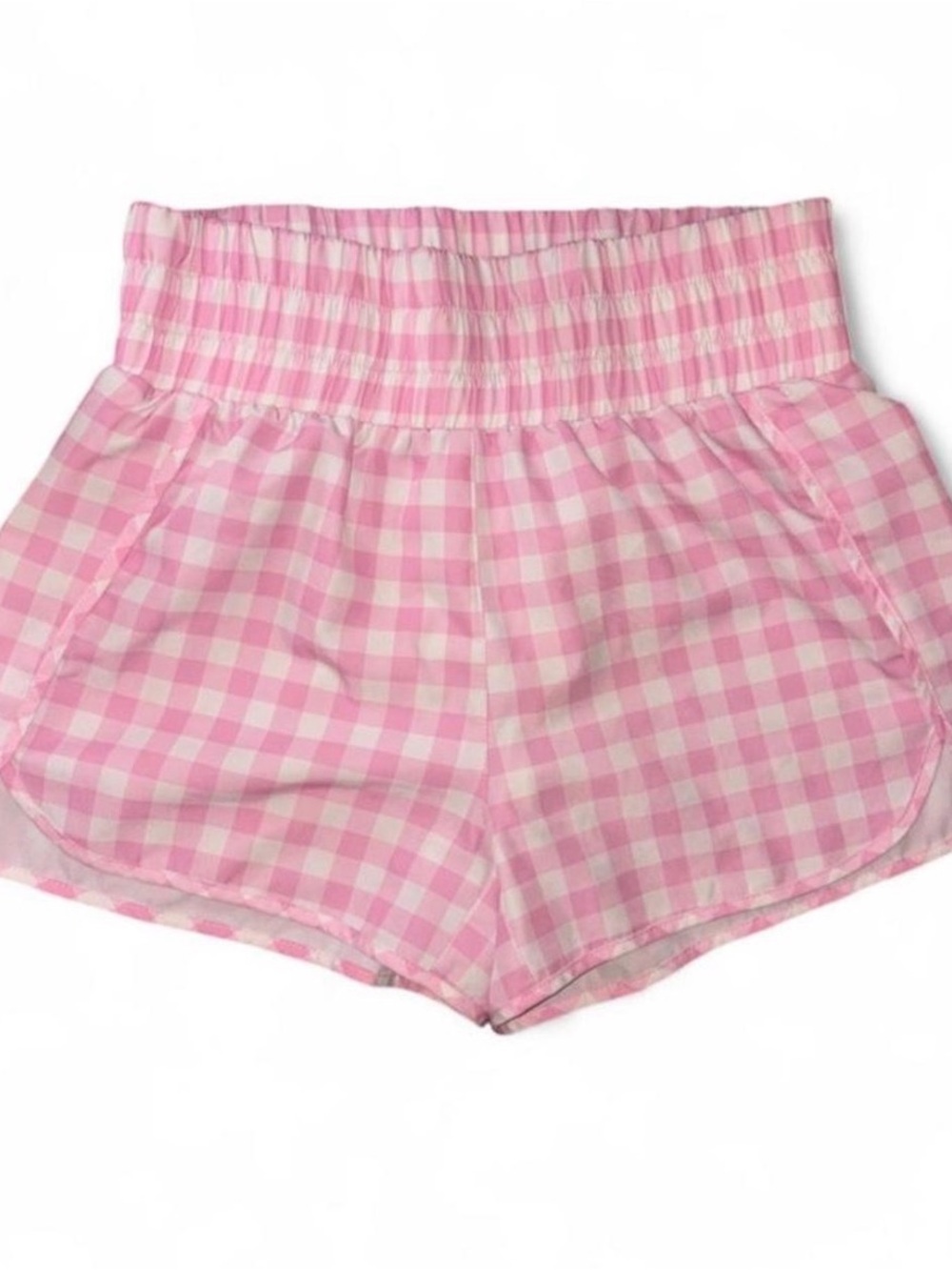 Pink Lily Pink Gingham Elastic-Waist Athletic Shorts
